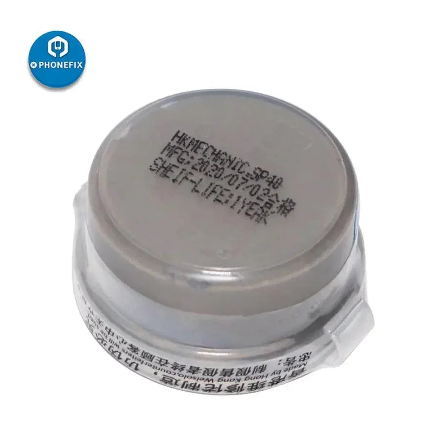 PhoneFix lead-free BGA solder flux paste for SMT soldering, used for precise tinning and PCB assembly.