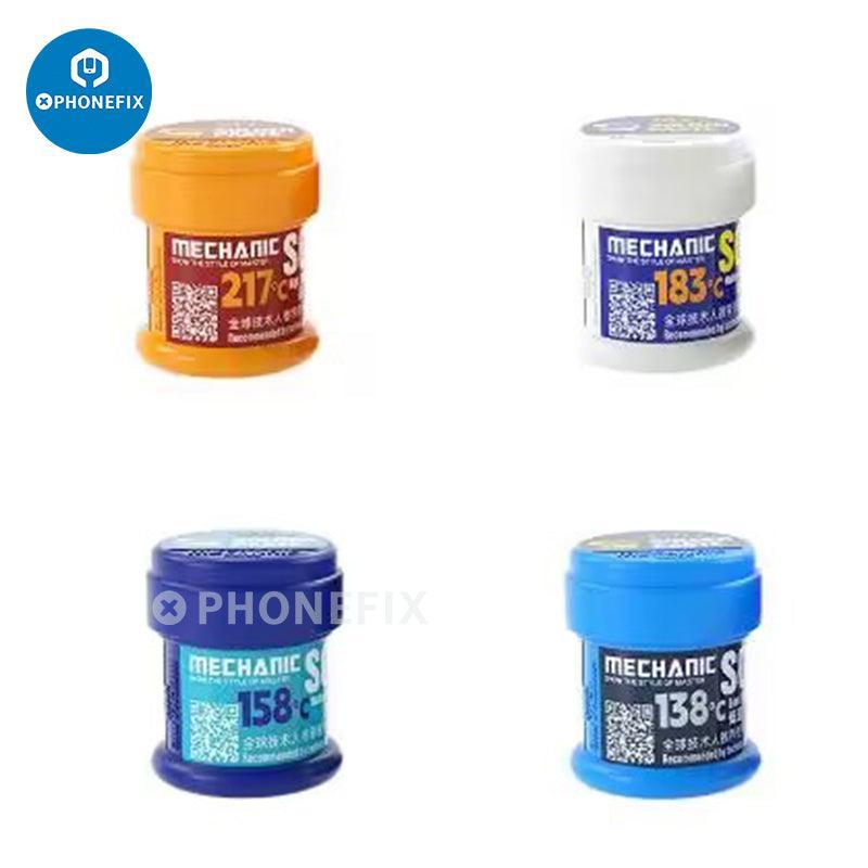 PhoneFIX mechanic solder paste for CPU, IC, and motherboard middle layer welding flux, used for precise electronic component repairs.