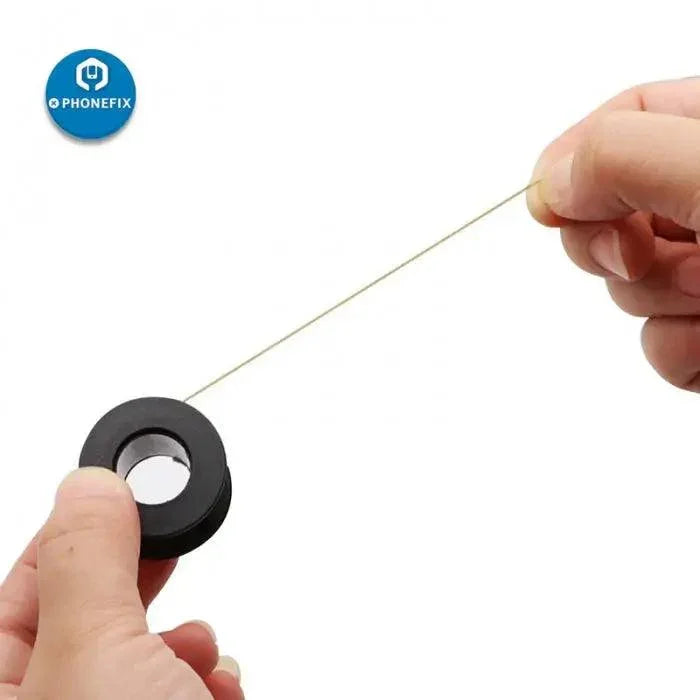 Polyurethane enameled solder copper wire, 0.1mm, used for electronics soldering, branded PHONEFIX, shown in the image.