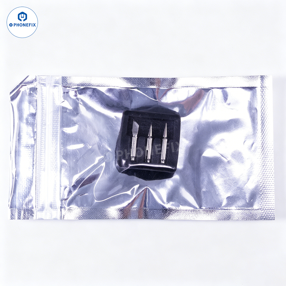 PHONEFIX soldering iron tip C210 C245 C115 in a clear plastic container, designed for precise soldering tasks.