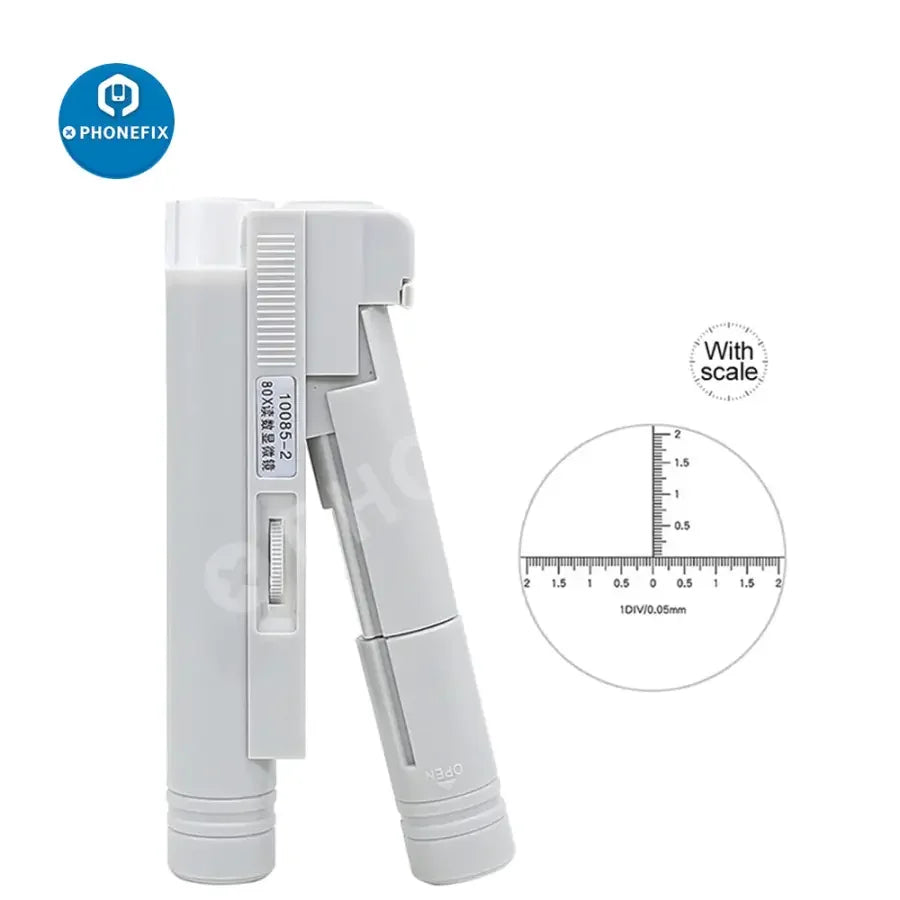Mini foldable LED microscope magnifier with scale for phone repair, Soldering Magnifying Glass by PHONEFIX, ideal for detailed electronic work