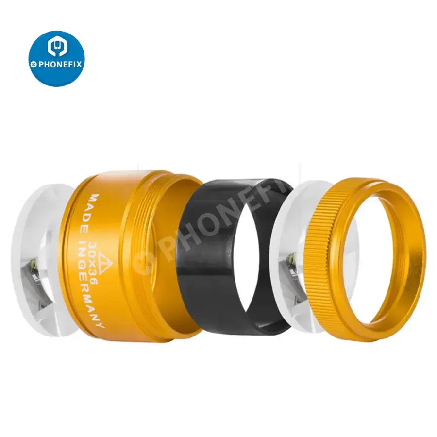 PhoneFix 30x portable handheld magnifier for phone repair and jewelry identification, featuring a soldering magnifying glass.