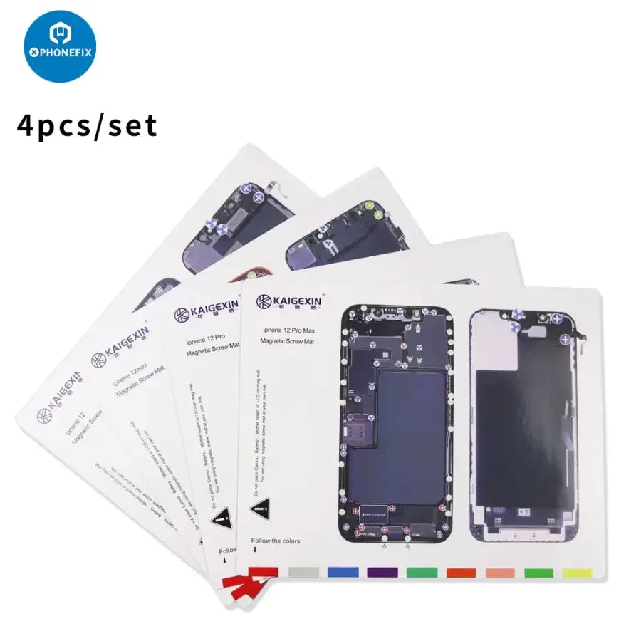 PHONEFIX magnetic screw mat for iPhone 12-14 Pro Max, soldering parts storage pad with magnetic sections for electronics repair.