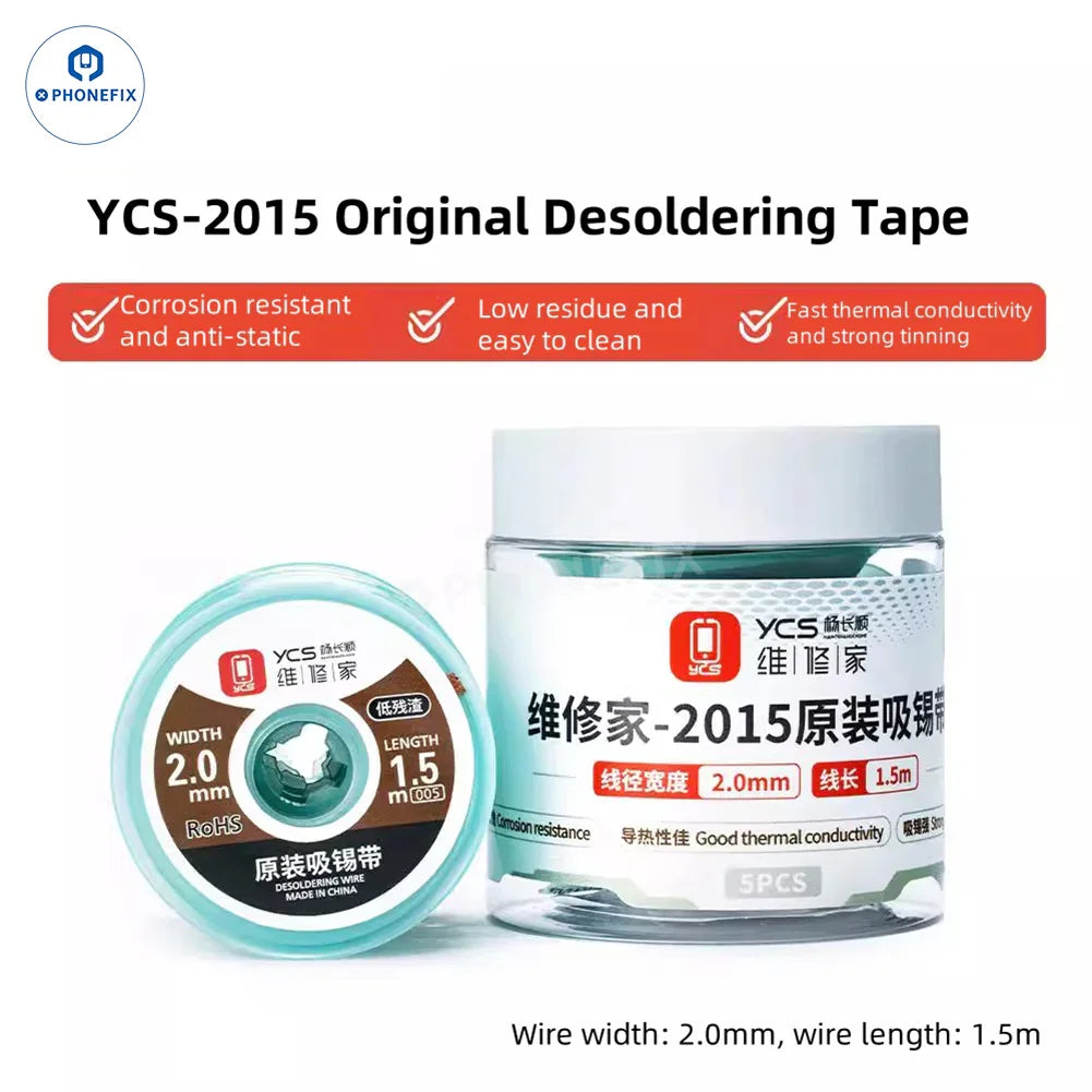 PHONEFIX YCS Desoldering Wick 2015 2023 BGA Tin Solder Wire for removing solder and reworking electronic circuit boards.