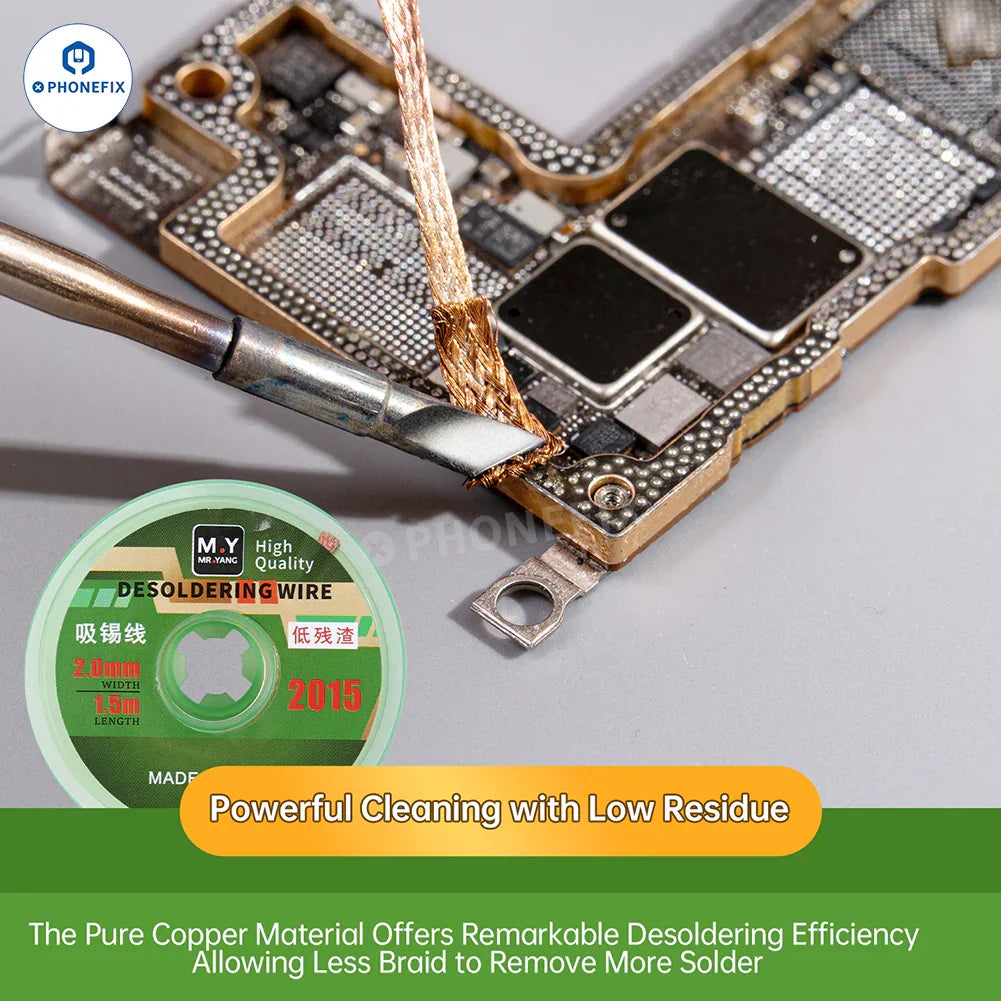 YCS Desoldering Wick soldering wire by PHONEFIX, BGA tin suction solder wire, used for removing solder from circuit boards.