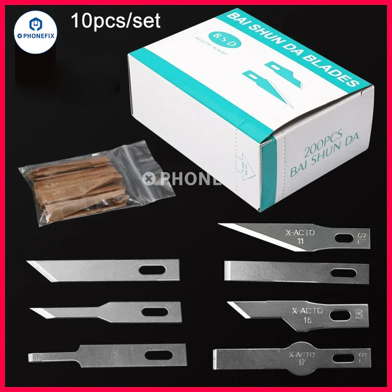 Set of 10 high precision engraving craft knives and gravers from PHONEFIX, featuring sharp blades and ergonomic handles.