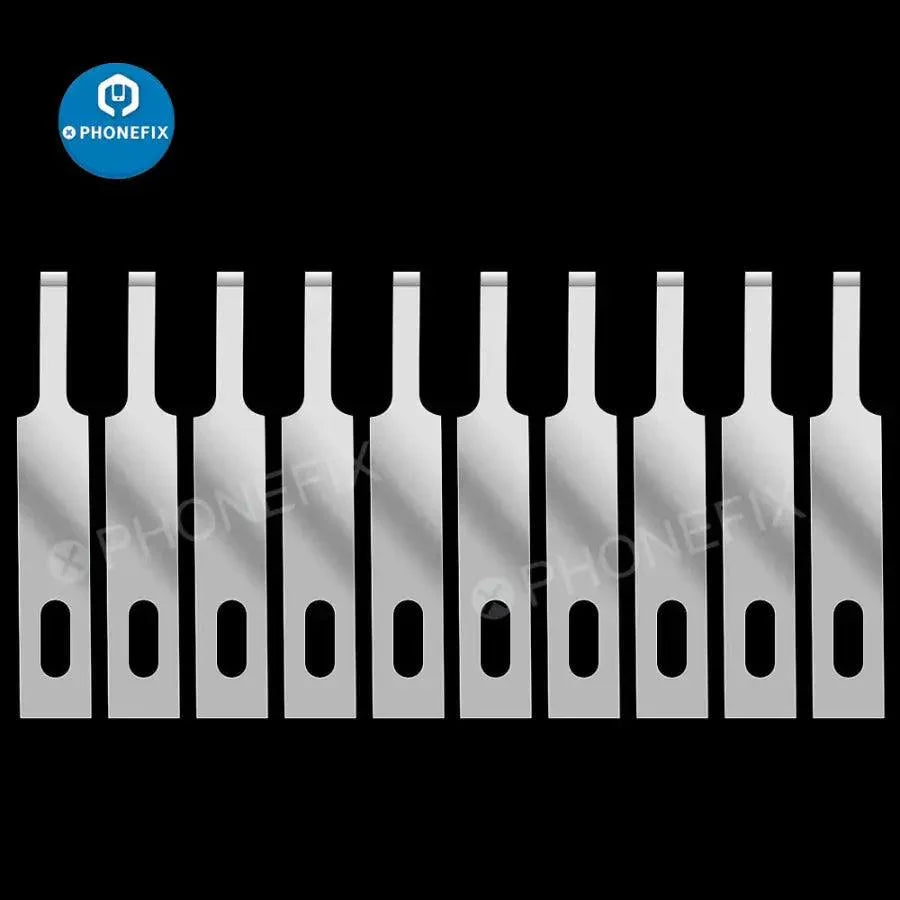PhoneFix Face ID Dot Matrix repair blade set with tweezers and knife tools for face lattice repair, featuring a precision handle.