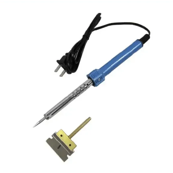 PhoneFix LOCA glue cleaning tool with 60W soldering iron, T-type tip blades for precision glass repair and electronics soldering.