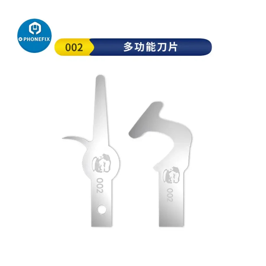 PhoneFix MECHANIC 002 blades glue remover and BGA IC chip degumming scraping knife, precision tweezers and tools for electronic repair.