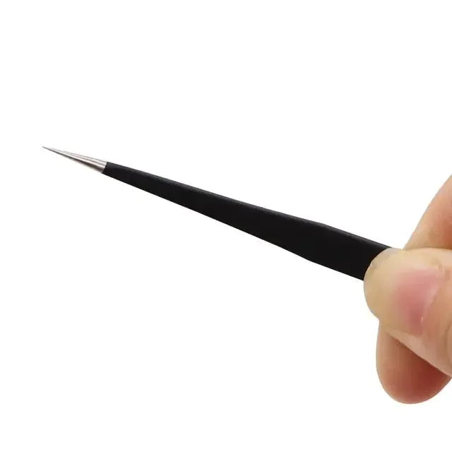 PHONEFIX anti-static stainless steel tweezers with pointed tips, ideal for IC removal and phone repair tasks.