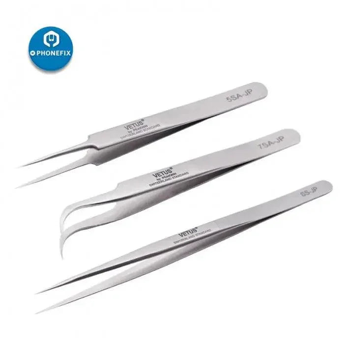 Phonefix Super Hard VETUS Tweezers with high precision, sharp-pointed tips for delicate removal tasks and precise handling.
