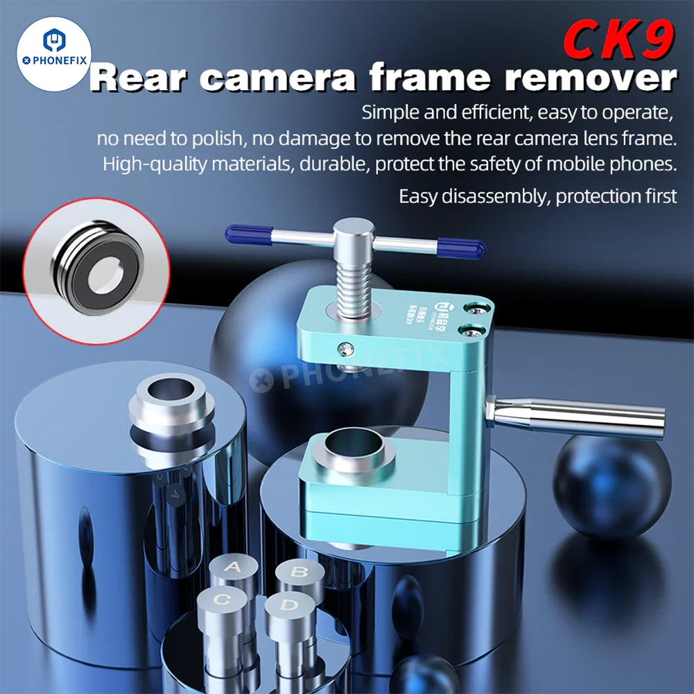 PHONEFIX JTX CK9 iX73 rear camera frame remover tool for iPhone X to Pro Max, with precision hand tool design for device repair.