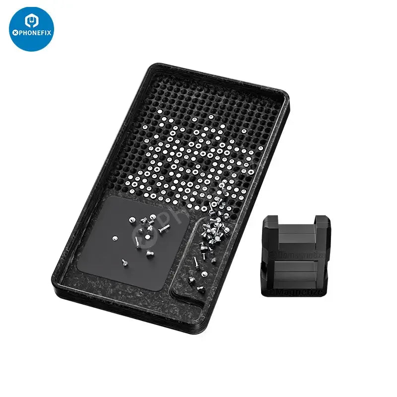 Qianli Magnetic Phone Screws Storage Plate Tray for phone repair, universal hand tool by PHONEFIX, holds screws securely during repairs.