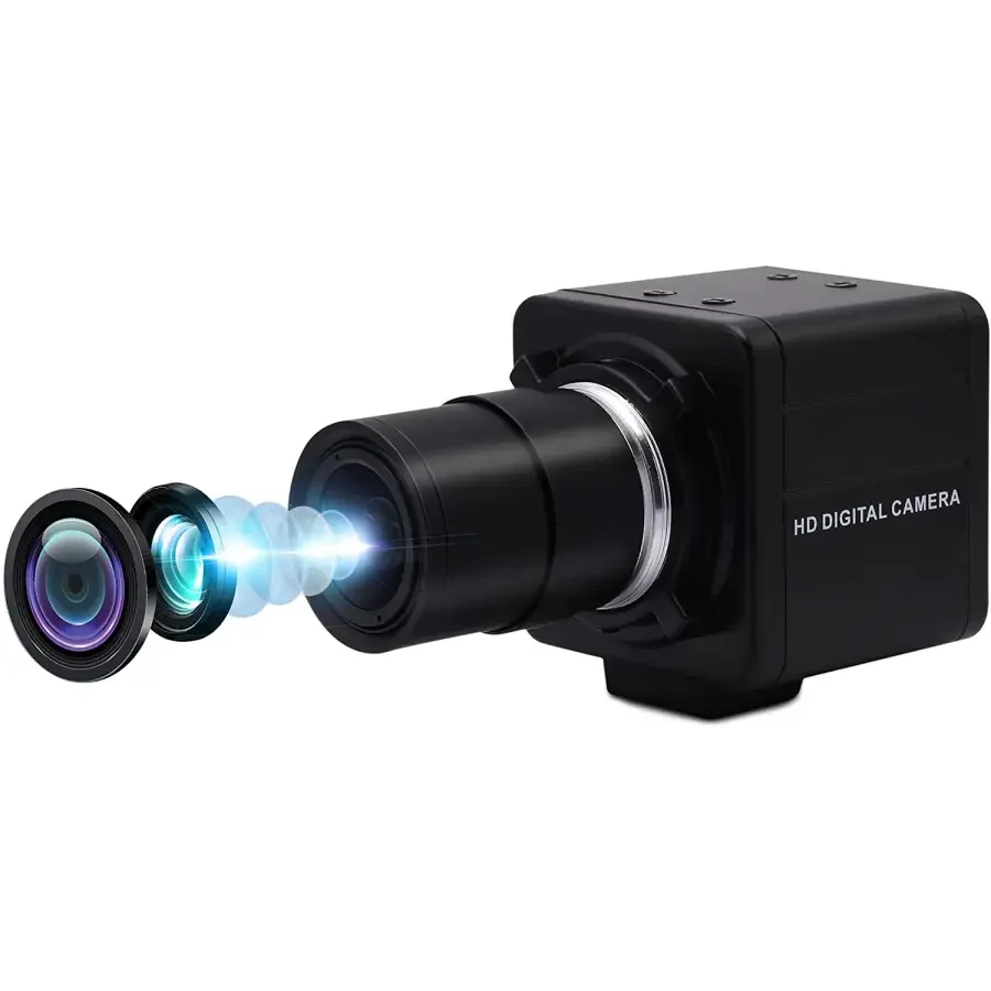 PHONEFIX 4K 8MP HD USB HDMI Webcam with 12mm optical zoom, varifocal lens, and high-resolution video for streaming and video calls.