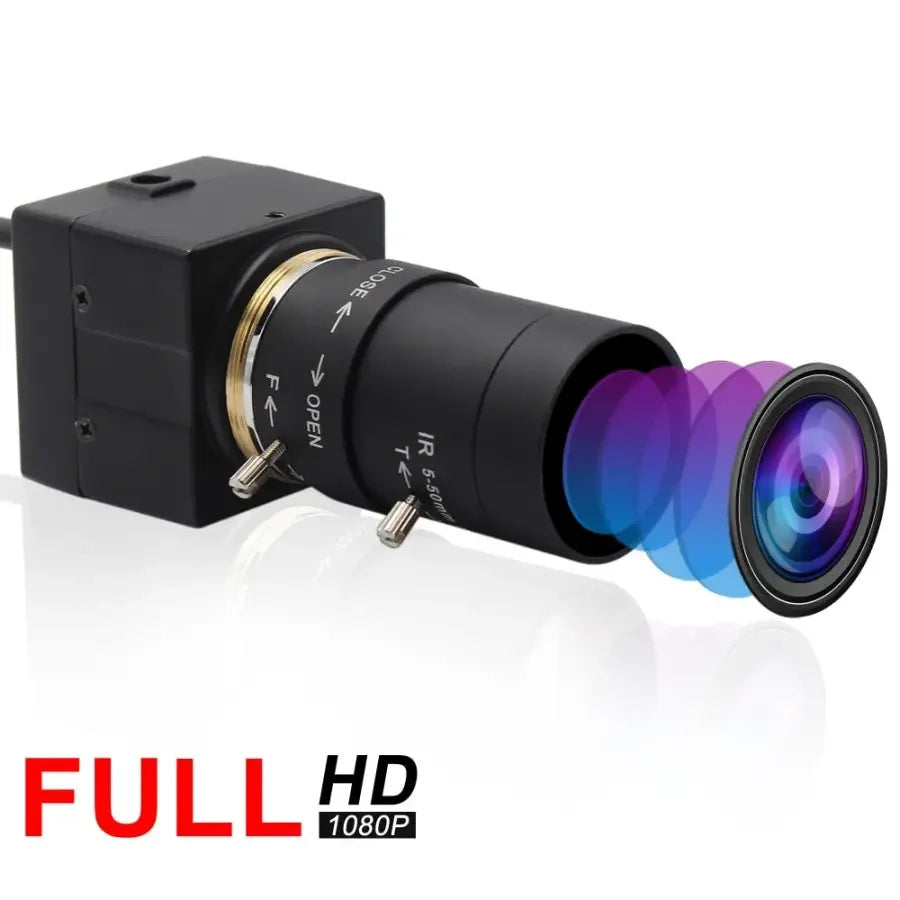 PhoneFIX industrial USB HDMI webcam with 5-50mm lens, HD 1080P, 100fps CMOS high-speed camera for industrial video applications