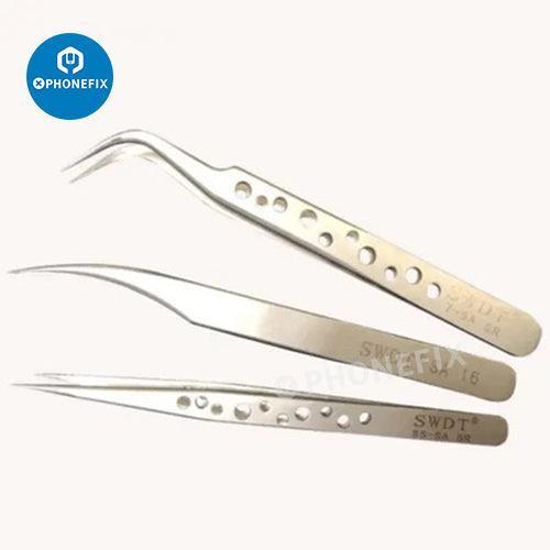 Precision Industrial Tweezers Curved Straight Tip Forceps Repair Tool - CHINA PHONEFIX