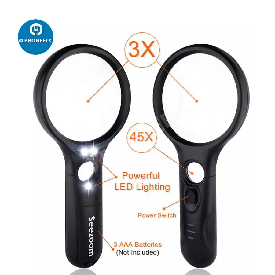 SeeZoom 3X 45X Lighted Magnifier For