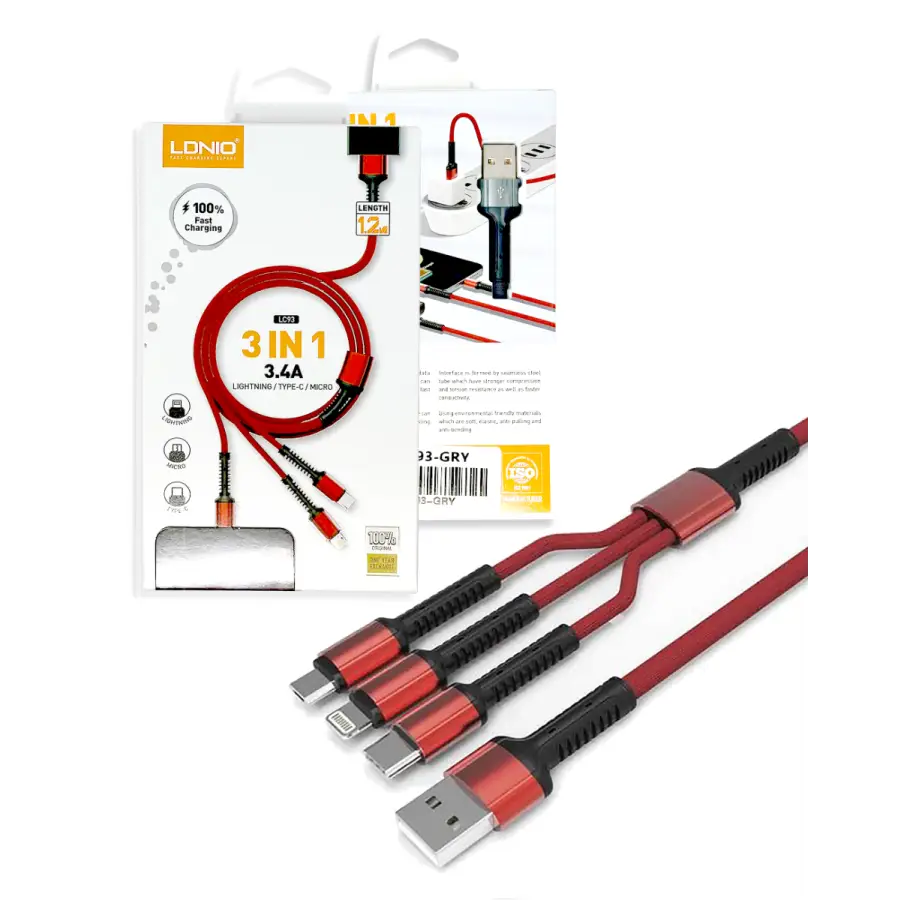 Universal 3in1 USB Charging Cable Type-C Cable For iPhone