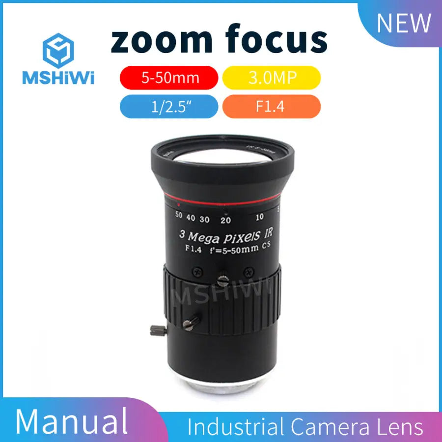 Varifocal F/1.4 1/2.5 5-50mm Manual Iris CS-mount Prime