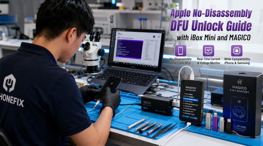 Apple No-Disassembly DFU Unlock Guide with iBox Mini and MAGICO