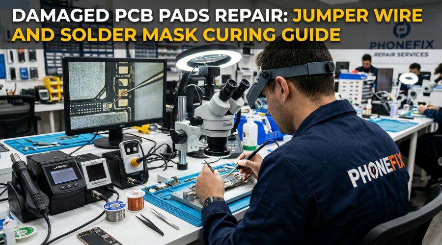 Damaged PCB Pads Repair: Jumper Wire and Solder Mask Curing Guide