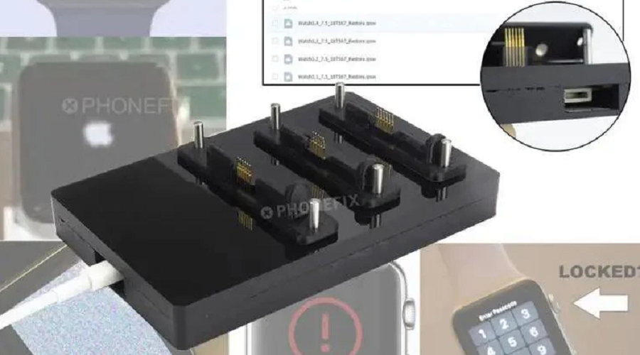 Apple Watch restore tool adapter for iWatch models, used in smartwatch repair and unlocking.
