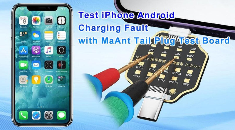 Test Charging Socket Testing iPhone & Android Charging with MaAnt Tail Plug Test Board