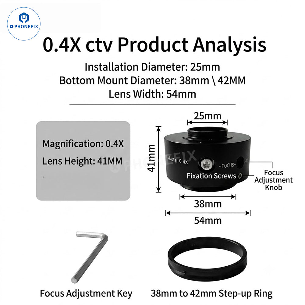 0.35X 0.4X 0.5X 0.63X 0.8X C-mount Adapter Lens for Microscopes