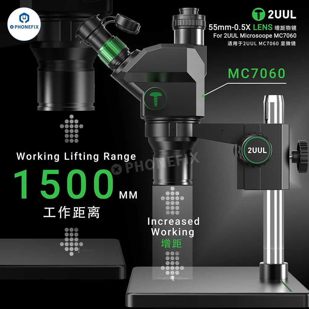 Microscopio trinoculare per microsaldatura PCB 2UUL MC7060-A1 7-60X