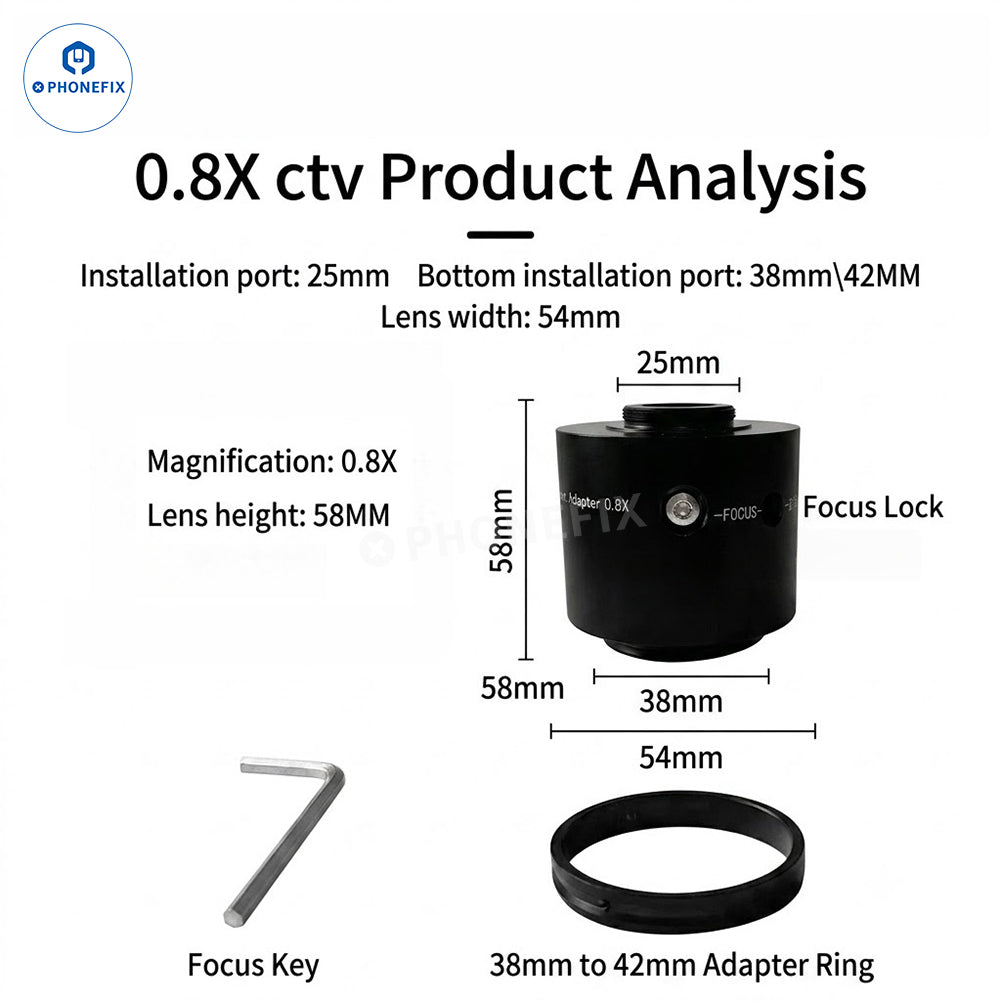 0.35X 0.4X 0.5X 0.63X 0.8X C-mount Adapter Lens for Microscopes