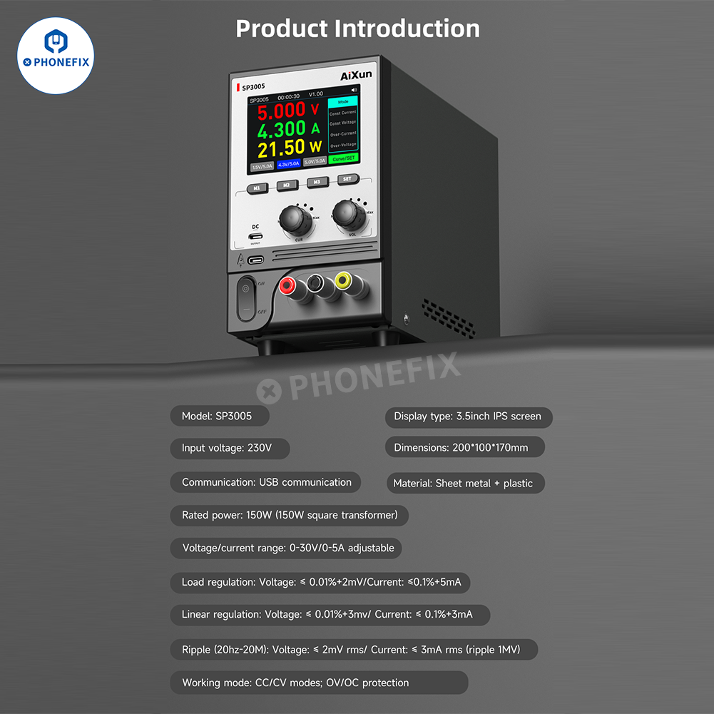 AIXUN SP3005 30V 5A CNC Programmable DC Power Supply
