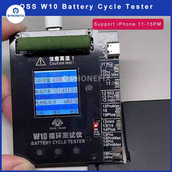 OSS W10 Cycle Tester Quick Improves iPhone 11-15 Pro Max Battery Efficiency