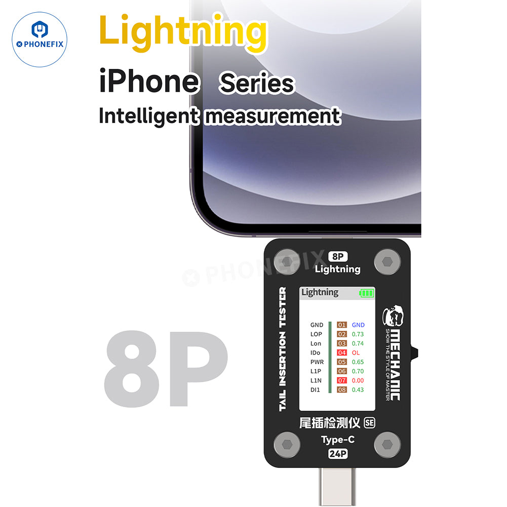 Detector de puerto de carga Lightning tipo C mecánico, comprobador de conector trasero