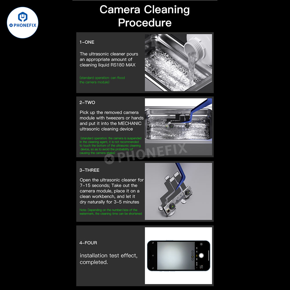 MECHANIC iClean-E08P Ultrasonic Cleaner PCB Camera Glasses Cleaning