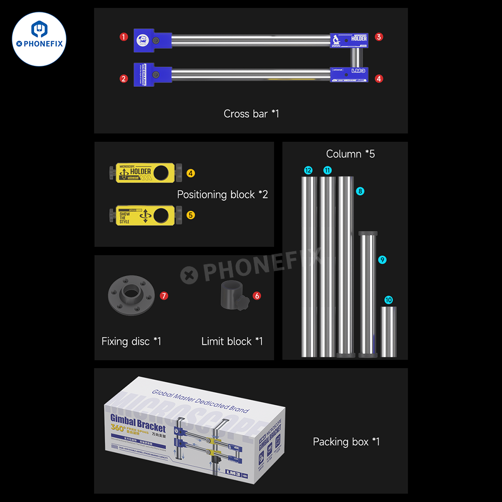 MECHANIC LM3 360° Universal Double Arm Bracket For Microscopes