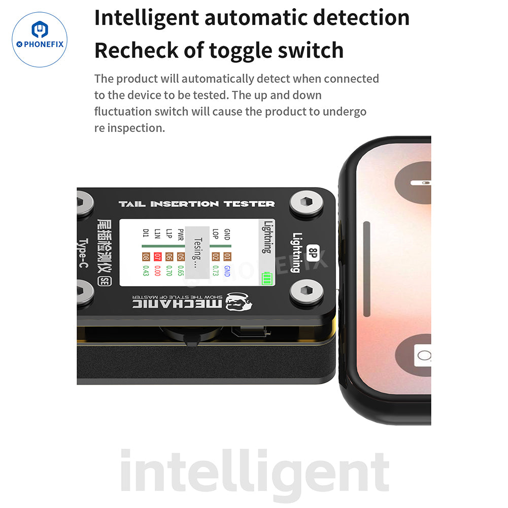 Detector de puerto de carga Lightning tipo C mecánico, comprobador de conector trasero