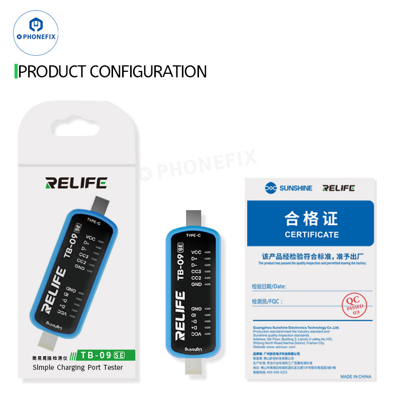 RELIFE TB-09 SE Type-C Lightning Phone Charging Port Tester