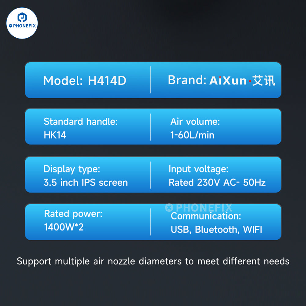 AIXUN H414D 1400W Dual Channel Hot Air Rework Station