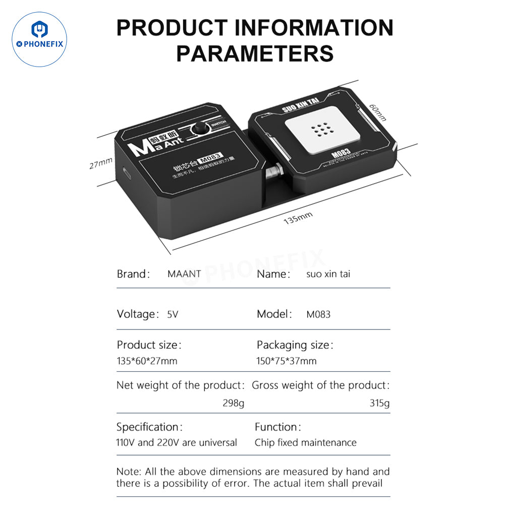 MaAnt M083 Chip Repair Fixed Suction Platform for Core Locked - CHINA PHONEFIX SHOP Team