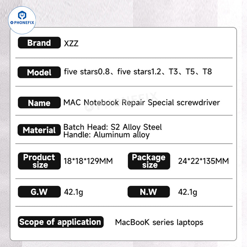 XZZ MAC Mini Screwdriver Kit for MacBook Laptop Repair