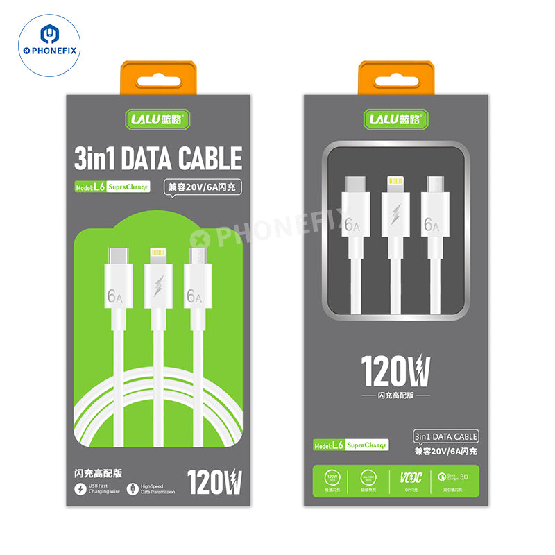 6A Fast Charging Data Cable Micro Type-C Lightning for iPhone Android