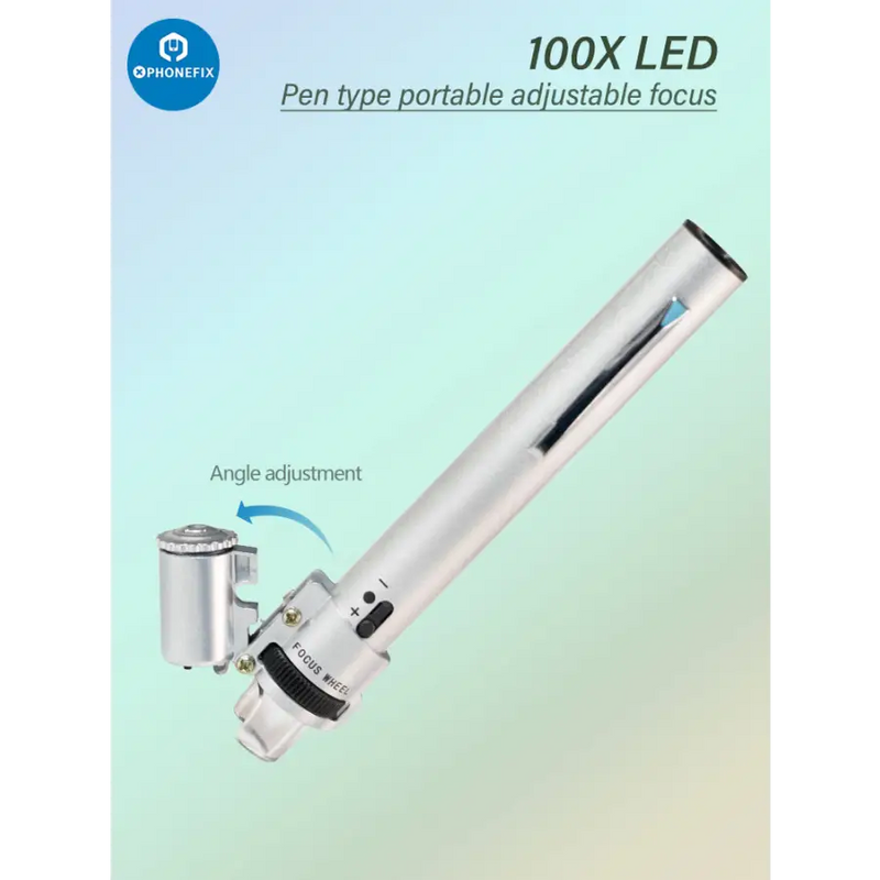 100X Handheld Pocket LED Pen Style Microscope Loupe