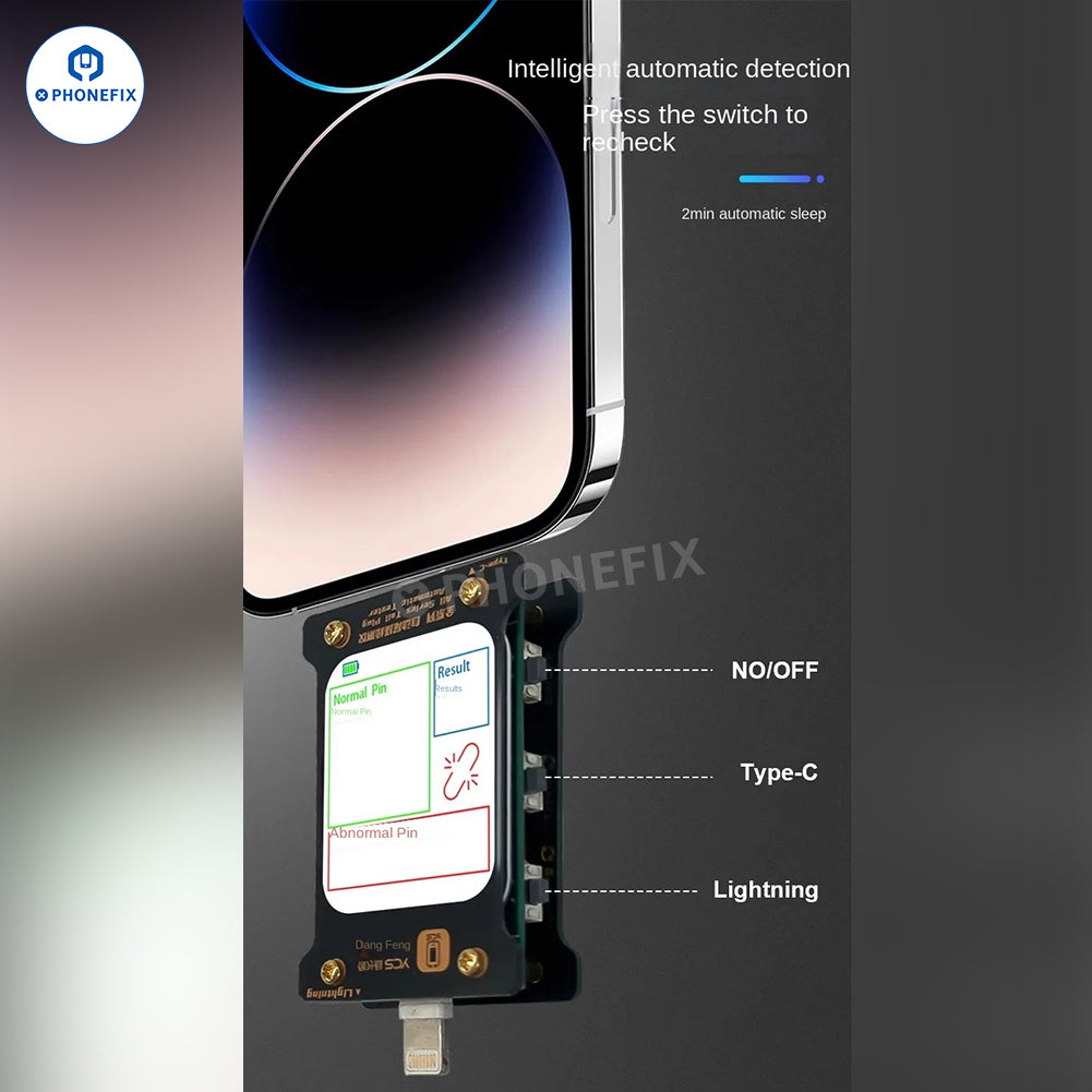 Detector de puerto de carga Lightning tipo C mecánico, comprobador de conector trasero
