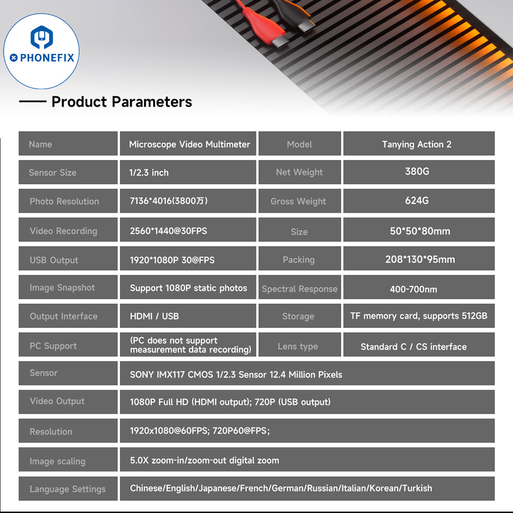 MECHANIC Action 2 Microscope Video Multimeter 38MP Camera