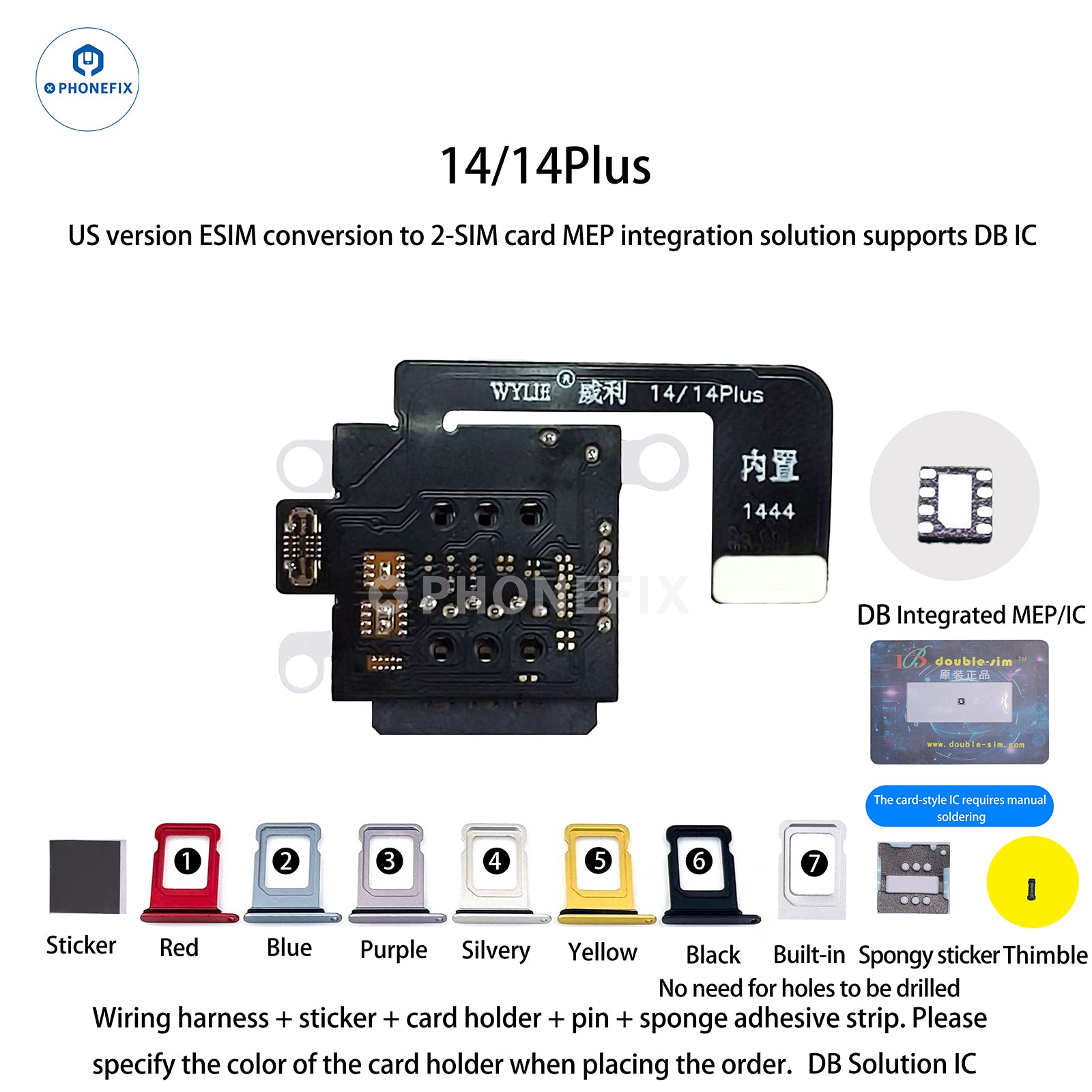 WYLIE iPhone 14-17 eSIM to 2 SIM MEP Kit Supports DB UltraSnow IC
