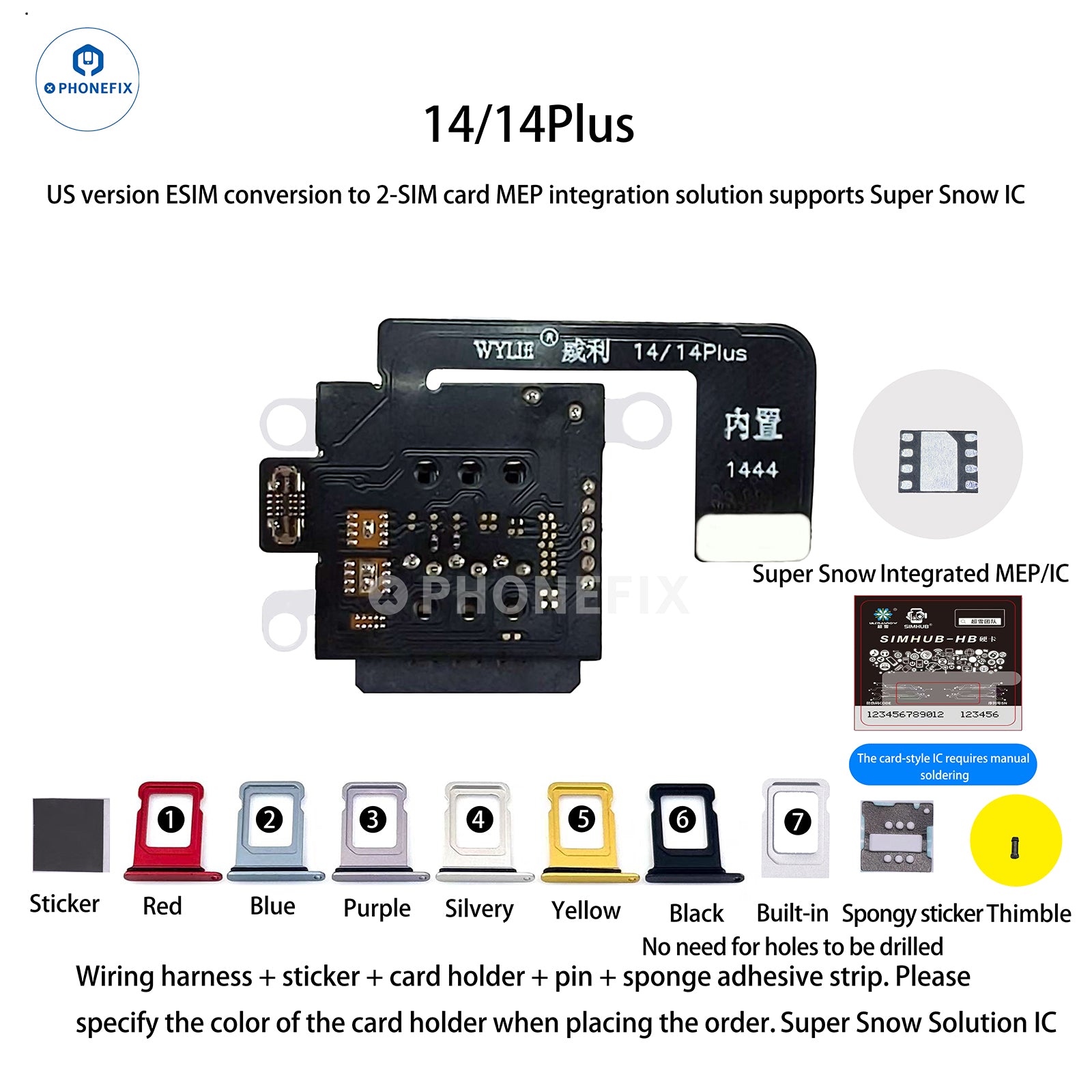 WYLIE iPhone 14-17 eSIM to 2 SIM MEP Kit Supports DB UltraSnow IC