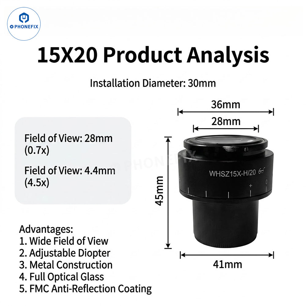 30mm Stereo Microscope Eyepiece – Diopter/Widefield/High Eyepoint