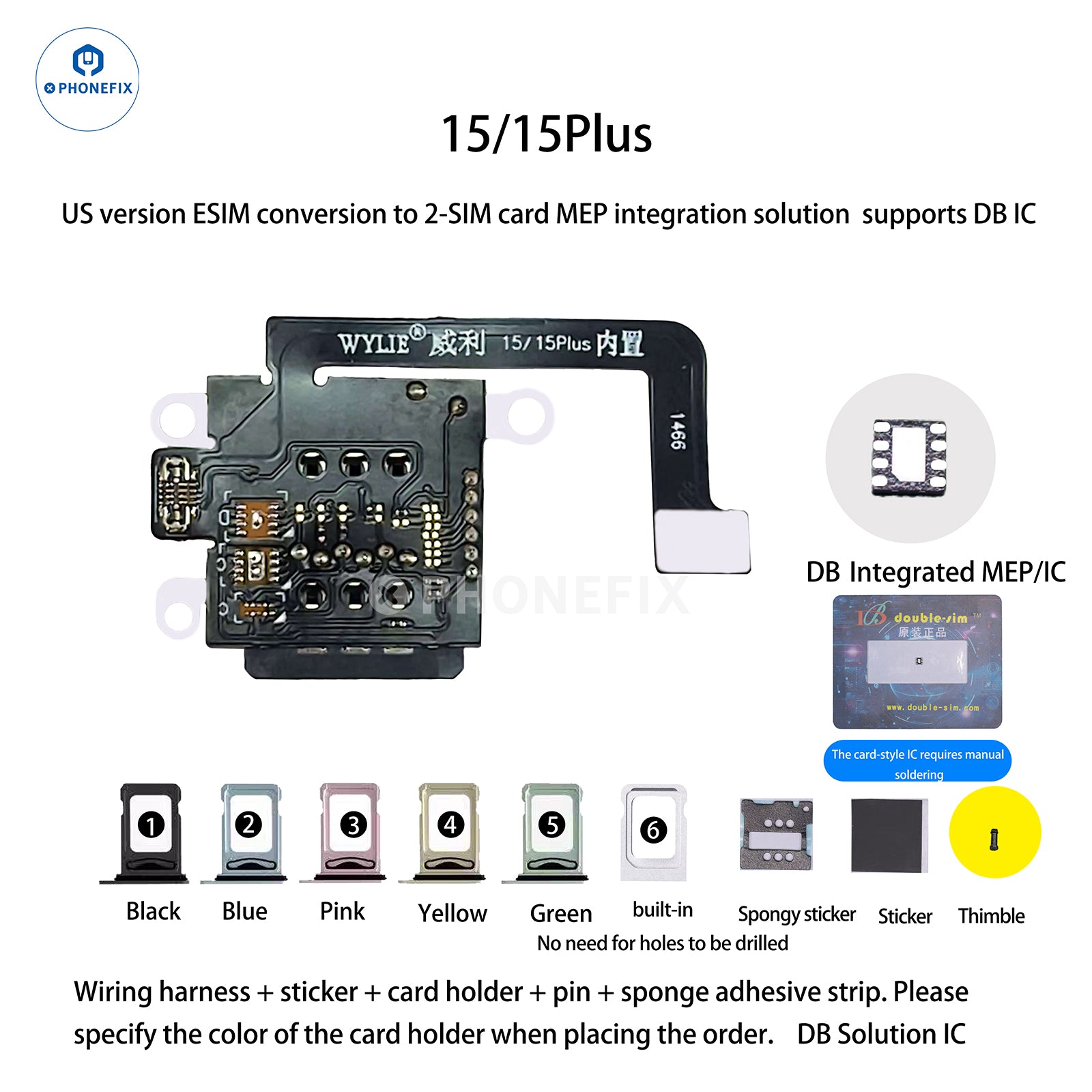 WYLIE iPhone 14-17 eSIM to 2 SIM MEP Kit Supports DB UltraSnow IC