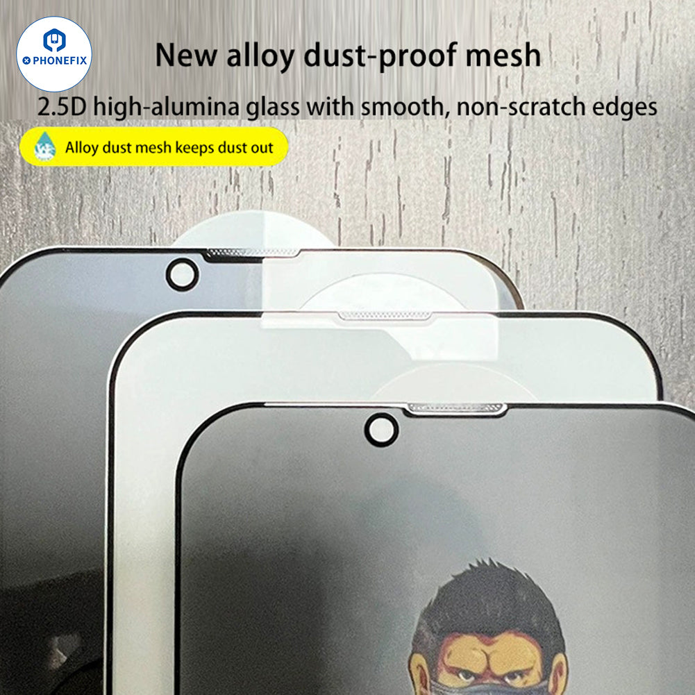 HD privacy tempered glass screen protector for iPhone 18 Pro Max by PHONEFIX, showing clear and protective film on the phone screen.