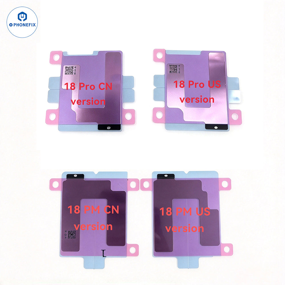 PhoneFix battery sticker heat sink tape for iPhone battery replacement, showing adhesive tape and heat sink part.